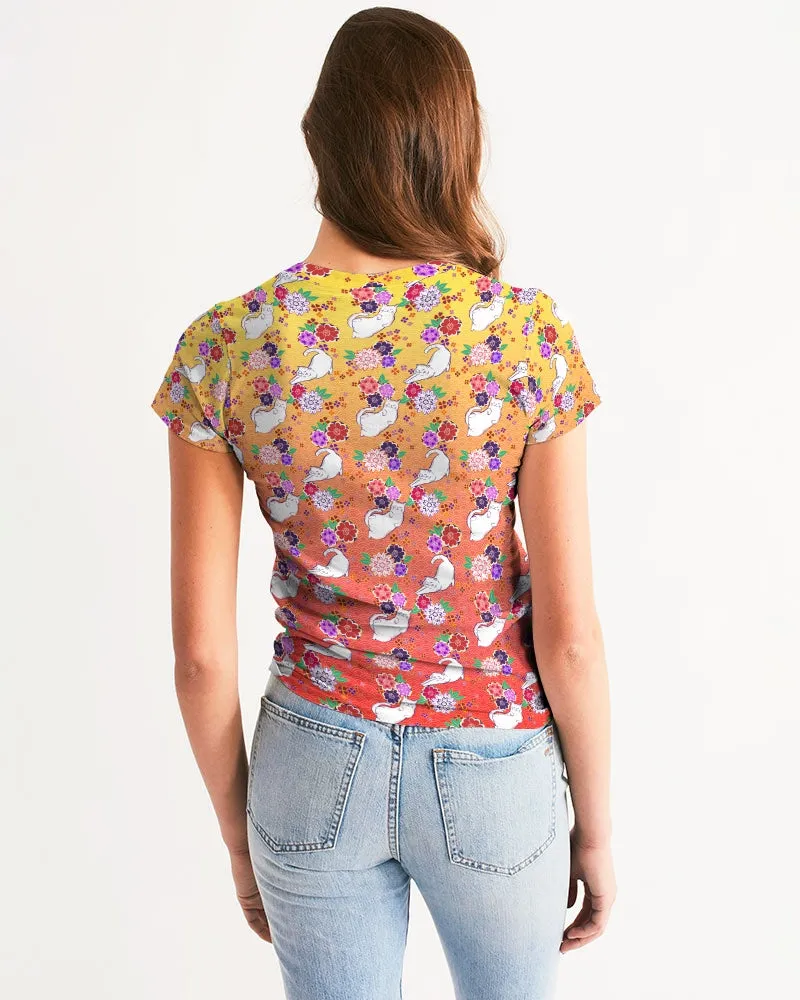Orange to Yellow Kimono Cats Women's Tee
