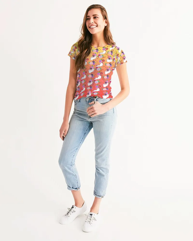 Orange to Yellow Kimono Cats Women's Tee
