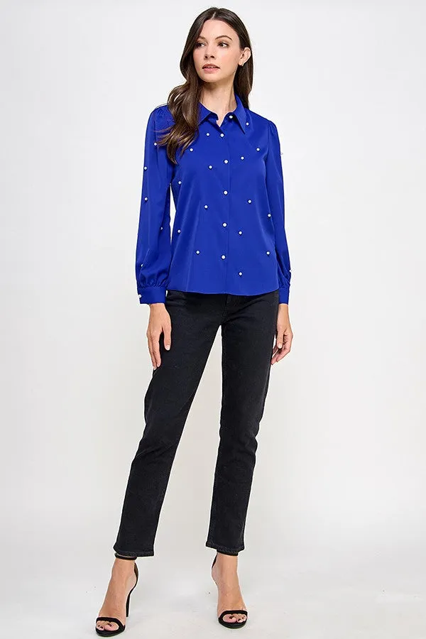 Pearl Trim Button Down Shirts