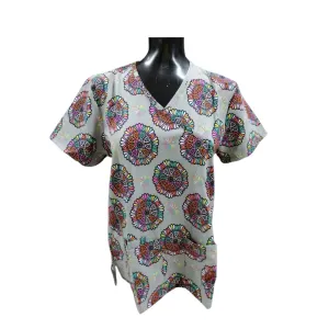 Printed Shirt Grey w/ Colorful Designs