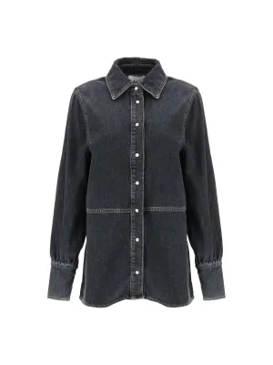 Rhinestone Denim Button-Up