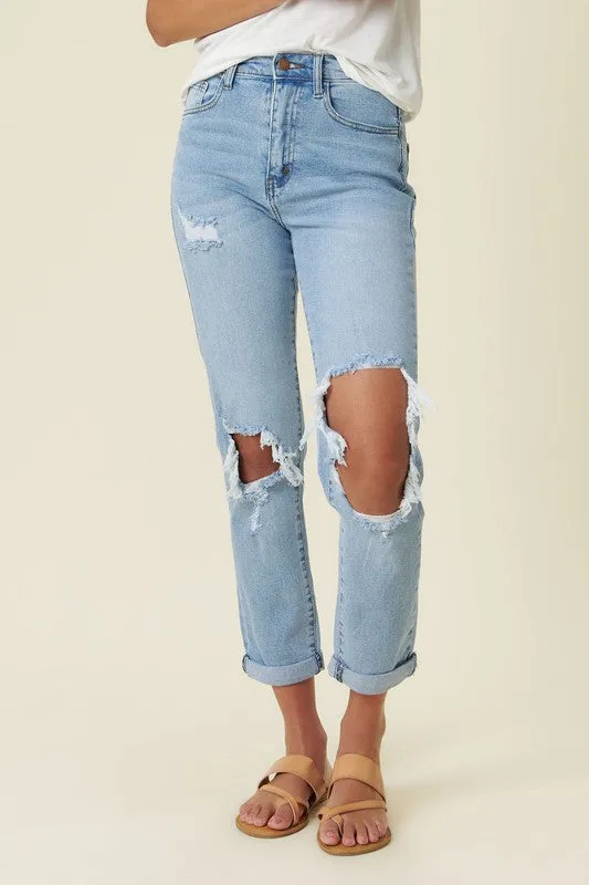 Ripped Distressed Mom Jeans