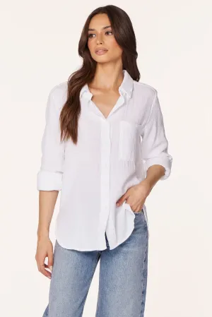 Roll Sleeve Button Front Collar Shirt