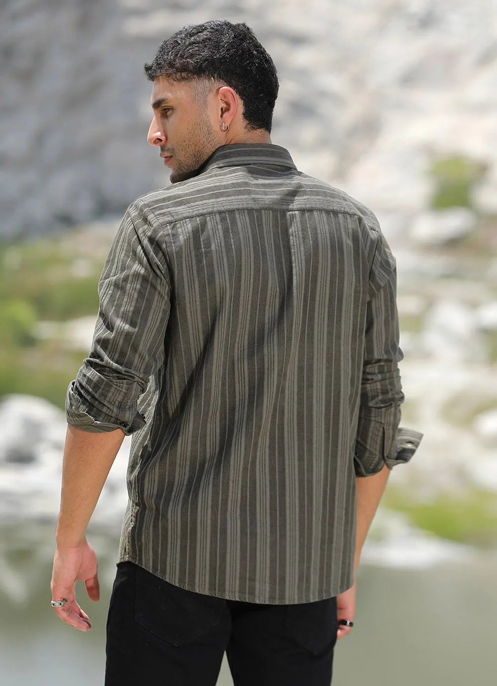 Sage corduroy stripes