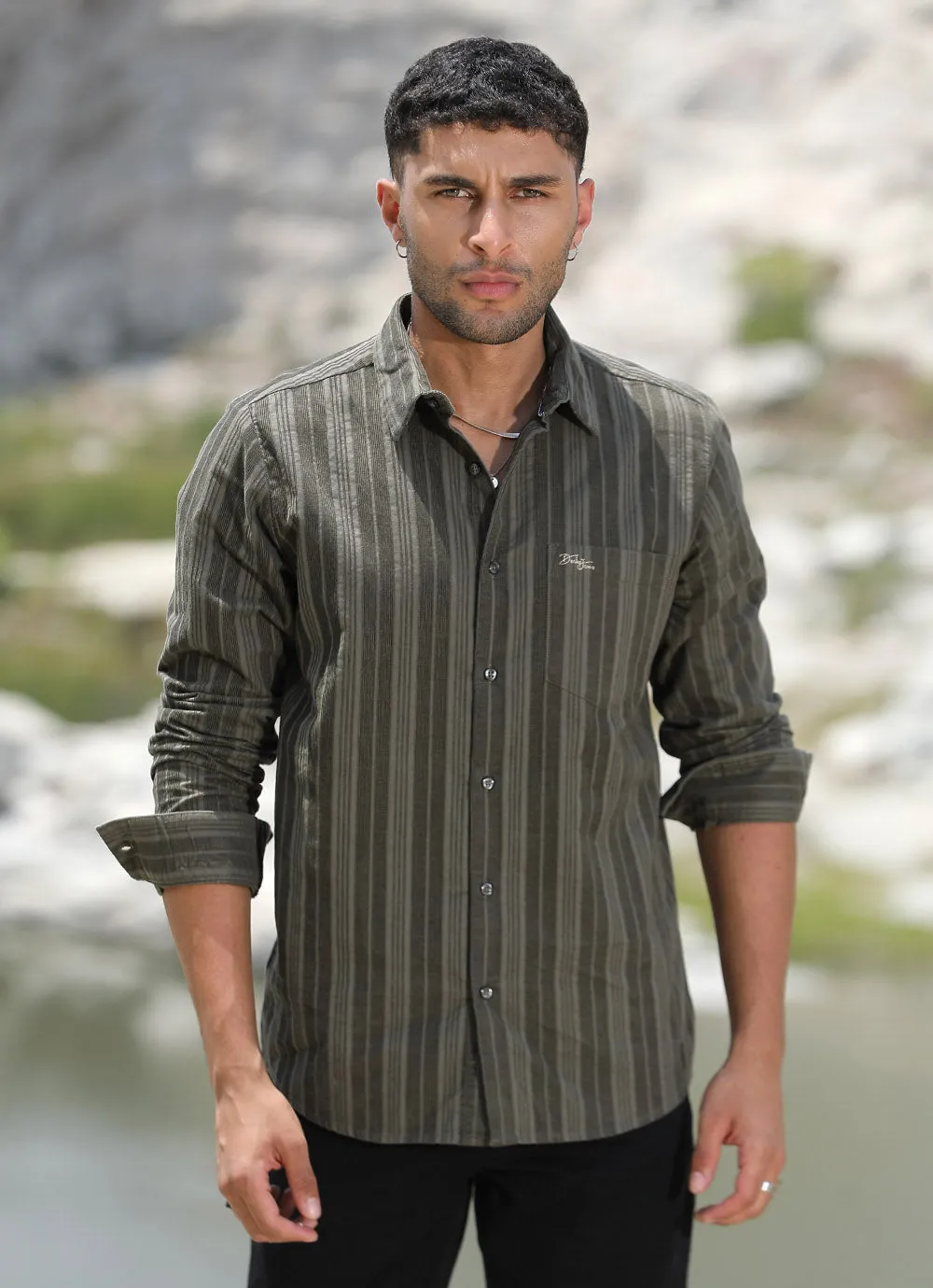 Sage corduroy stripes