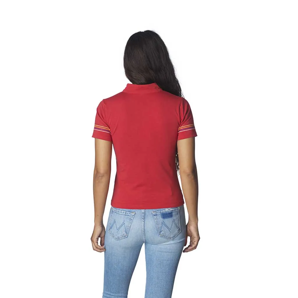 Santa Cruz Women's Absent Flame Dot S/S Mock Neck Top - Red