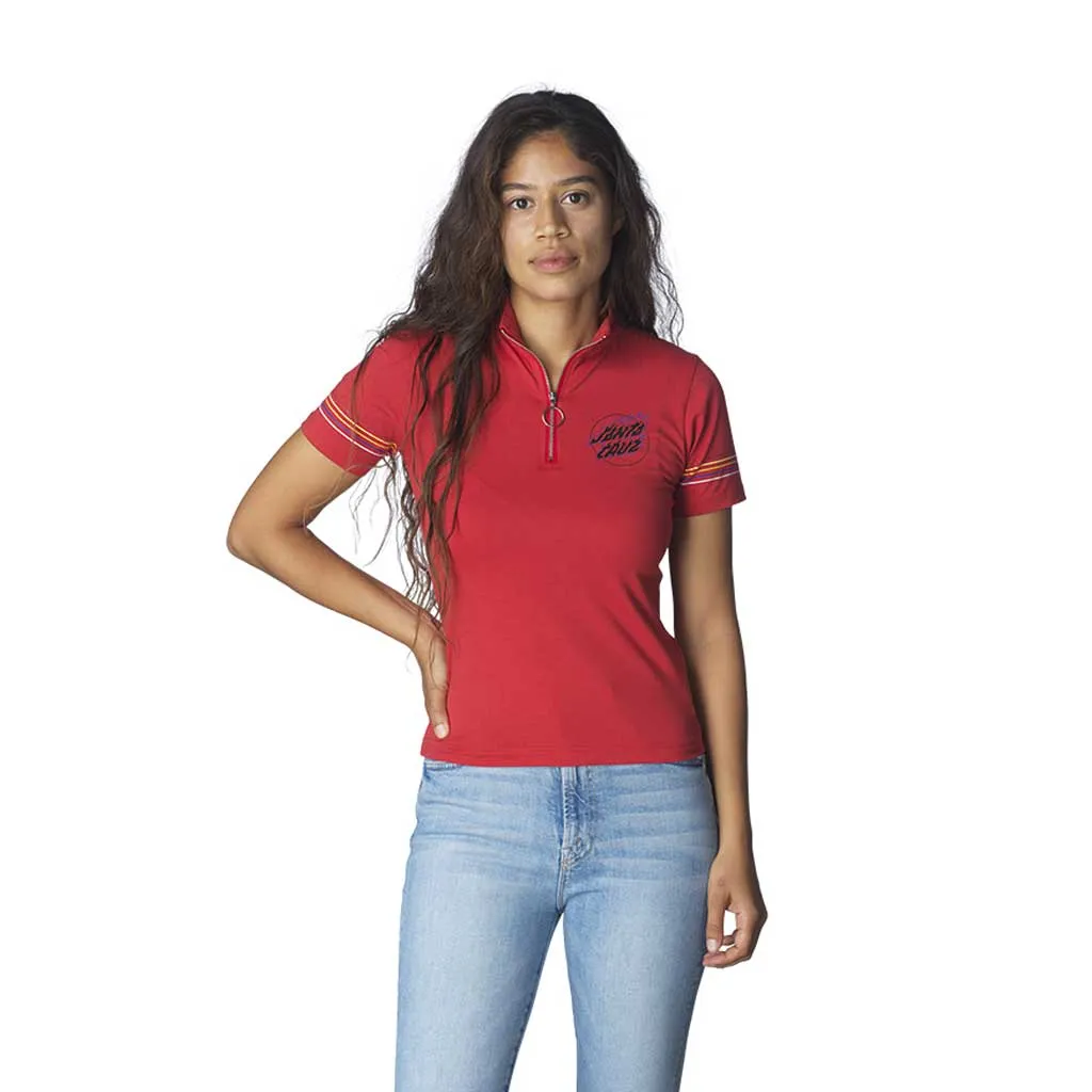 Santa Cruz Women's Absent Flame Dot S/S Mock Neck Top - Red