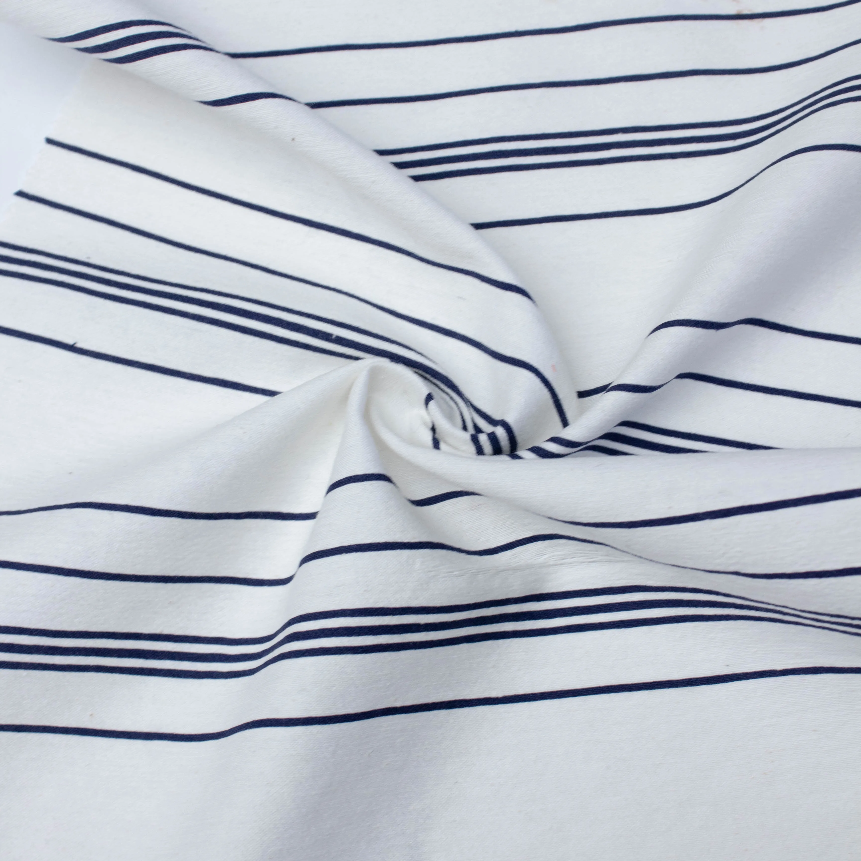 Sarin Off White & Blue Striped PolyCotton