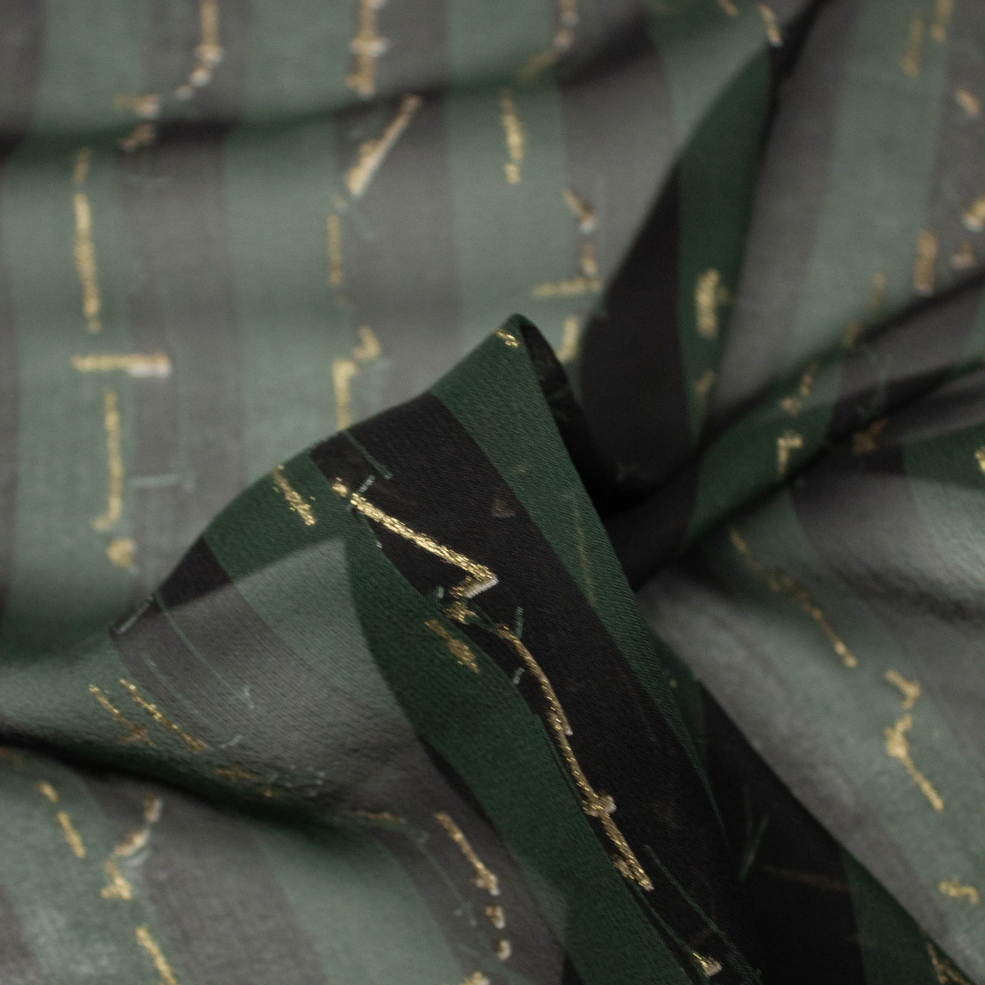 Scott Green & Black Striped Silk Chiffon