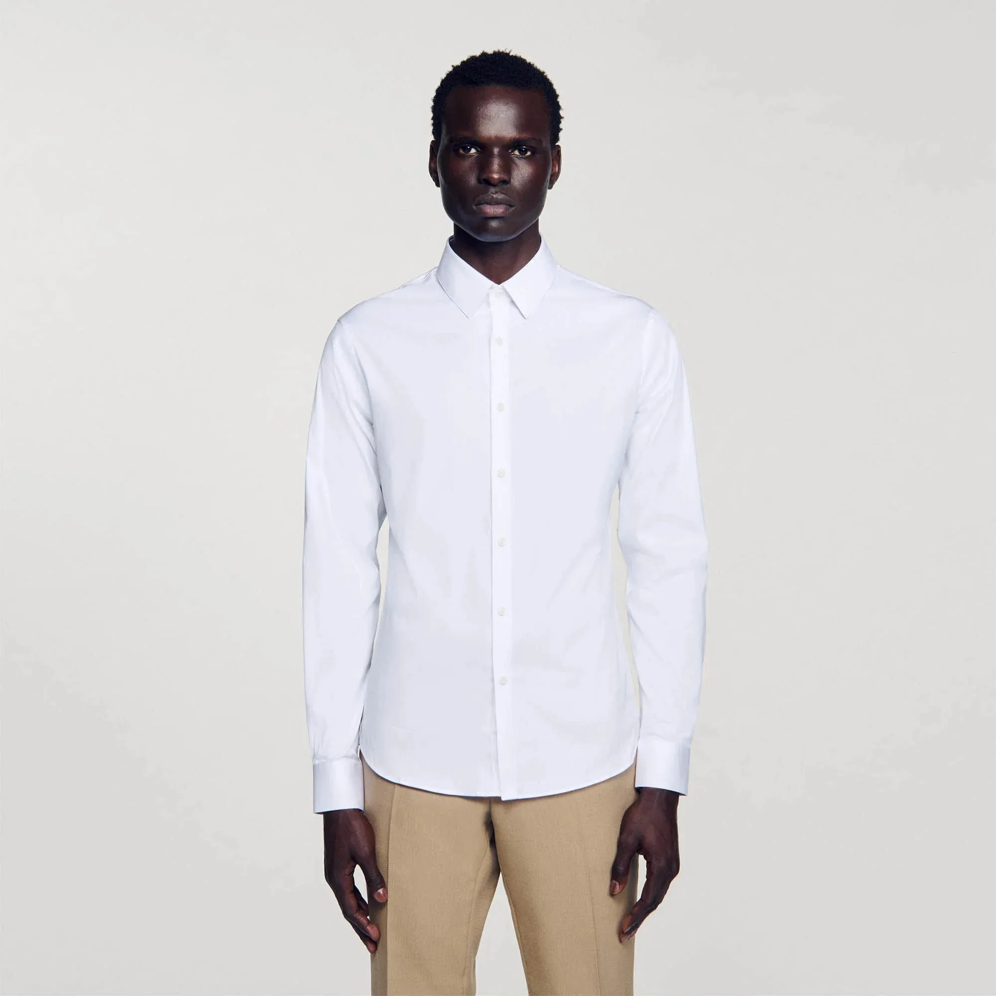 Seamless Stretch Fitted Stretch Cotton Shirt White