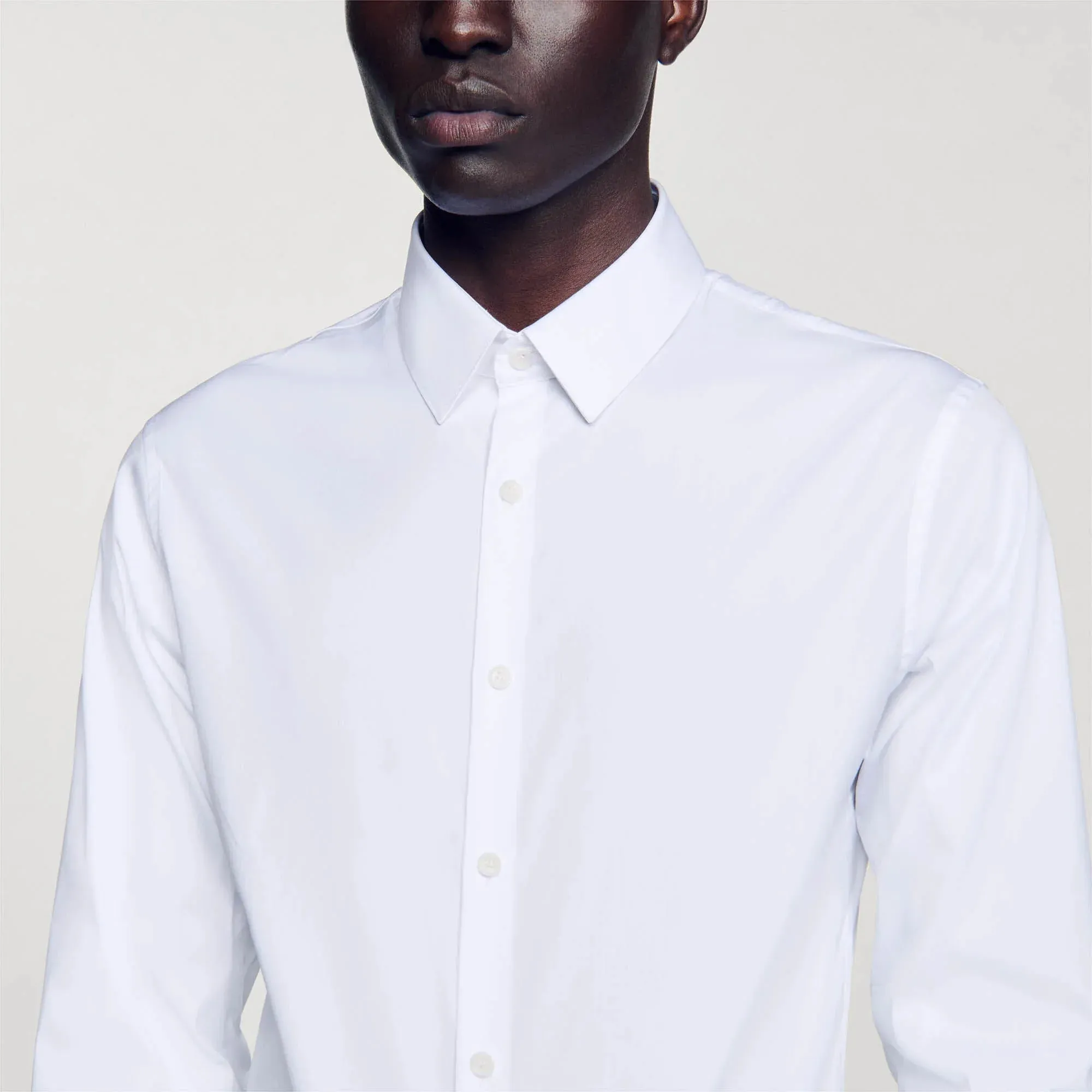 Seamless Stretch Fitted Stretch Cotton Shirt White