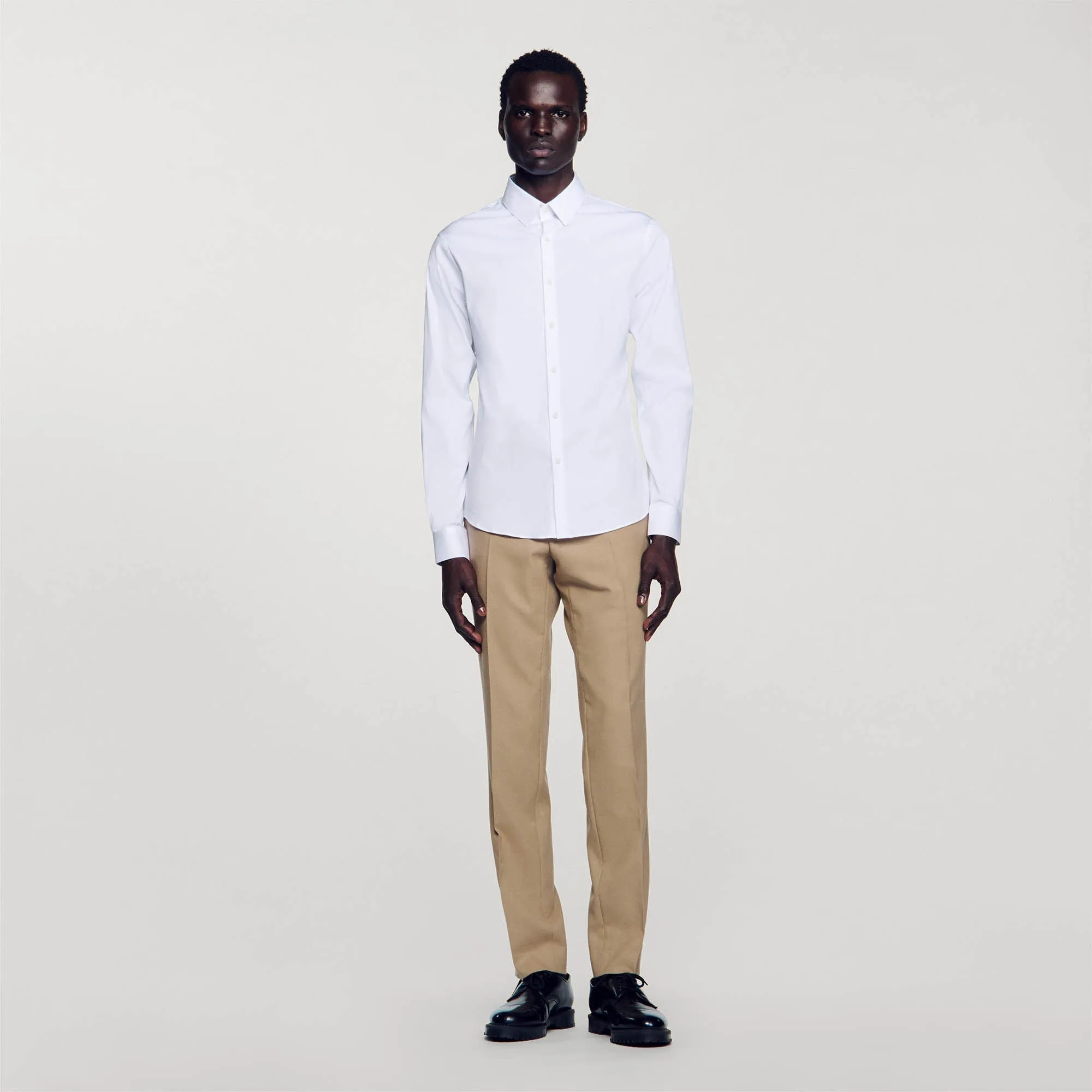 Seamless Stretch Fitted Stretch Cotton Shirt White