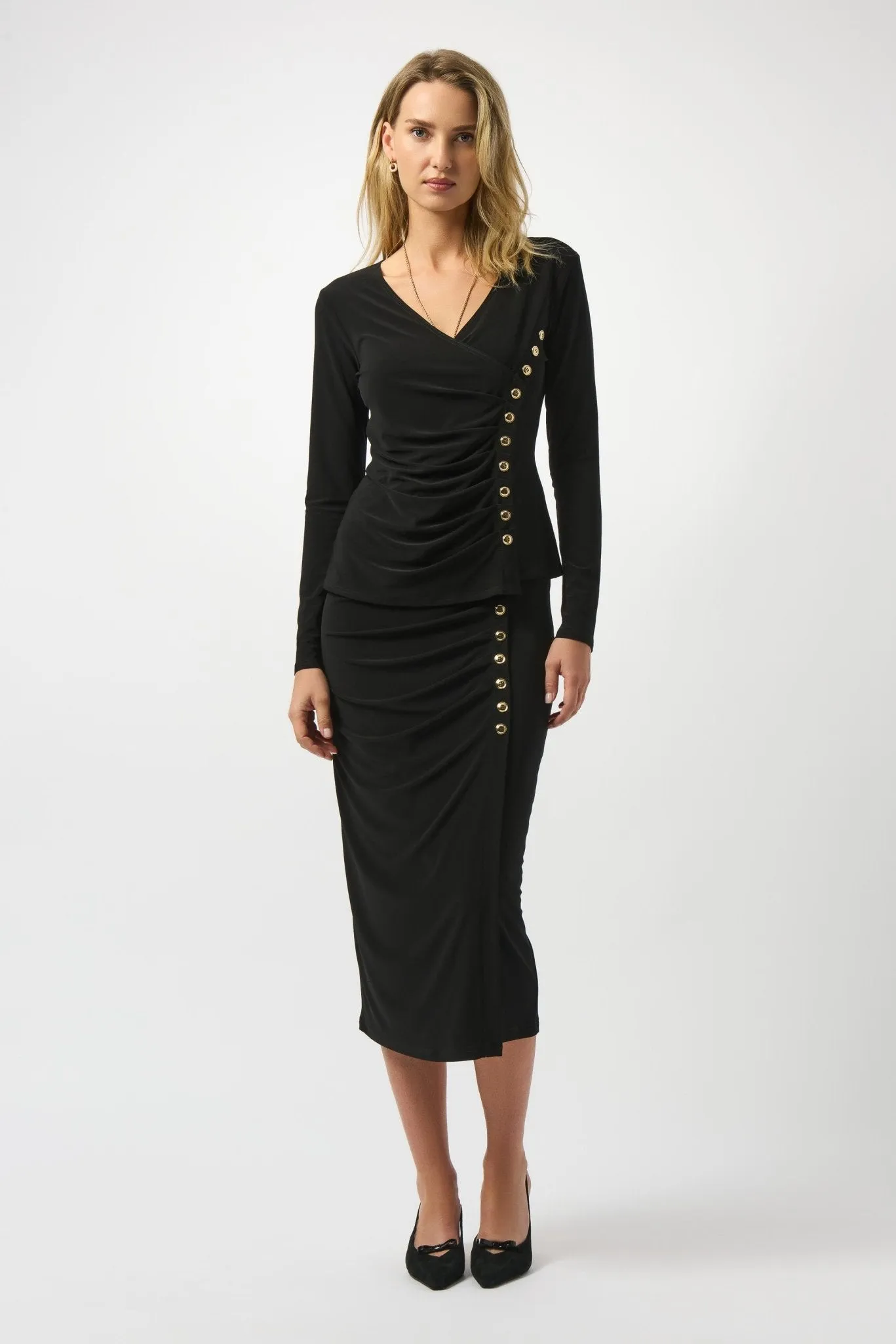 Silky Knit Fitted Wrap Top