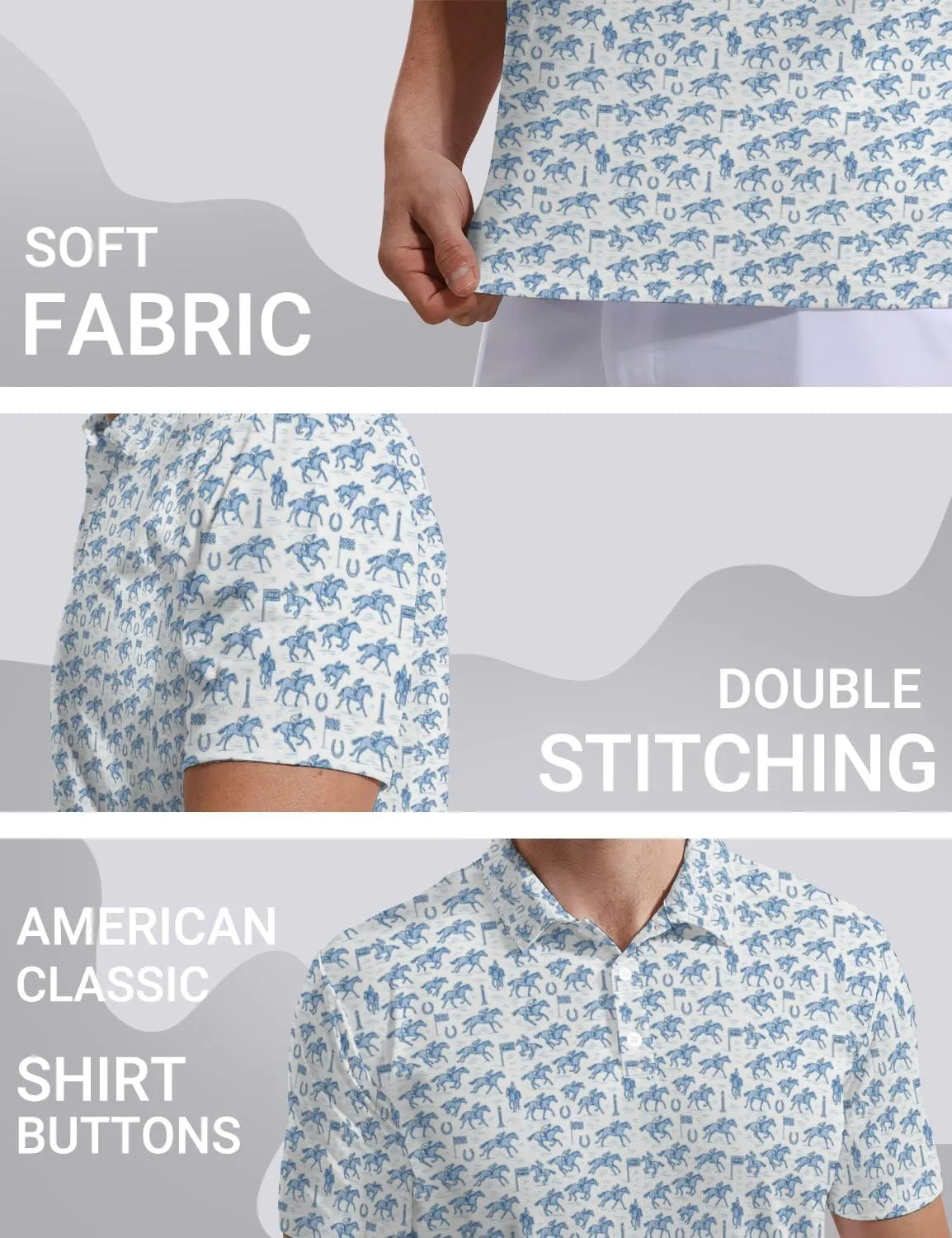 SKYNORA Golf Shirts for Men, Polo Shirts Short Sleeve Moisture Wicking Quick Dry Performance Print Golf Polo Shirts for Men