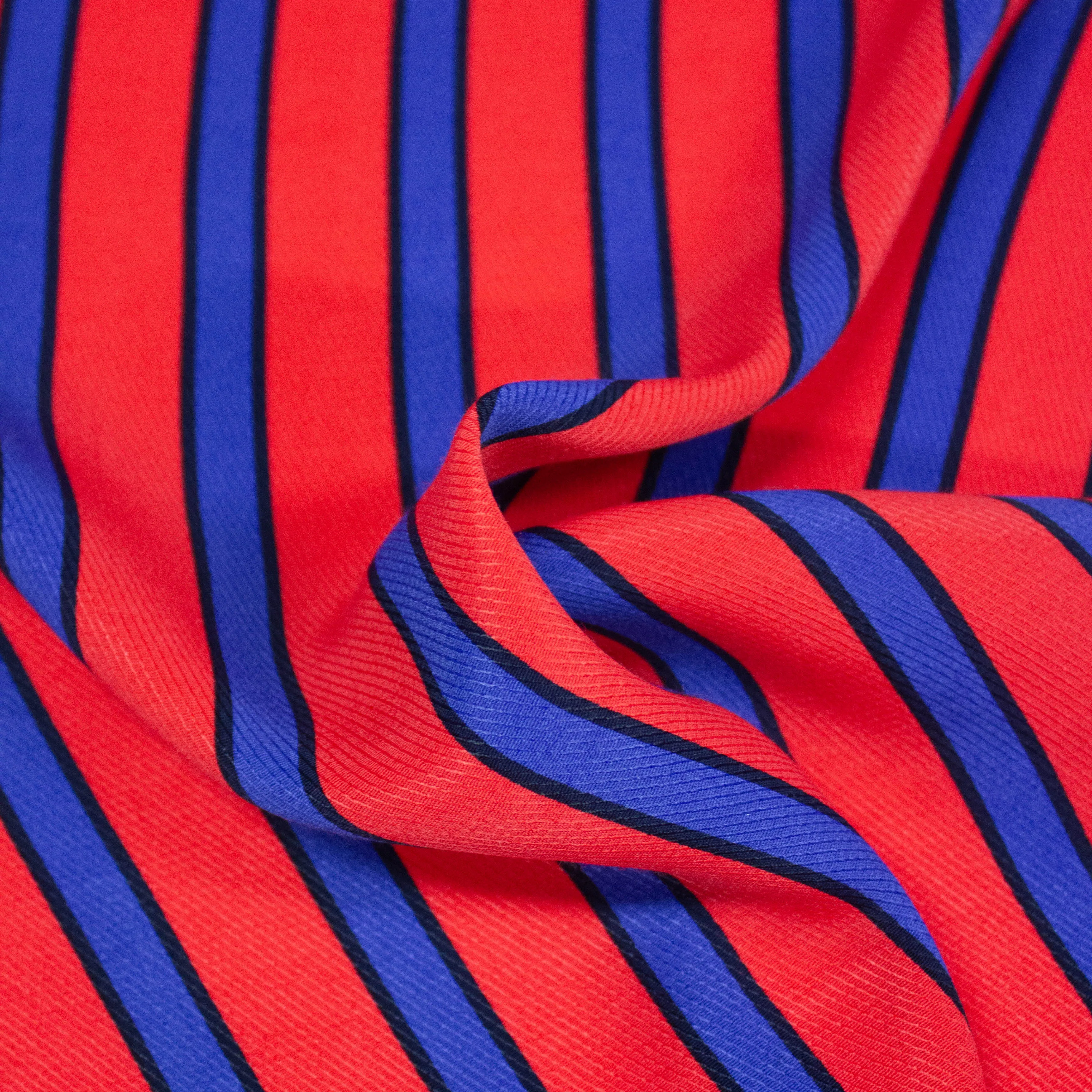 Stan Red & Blue Striped Viscose
