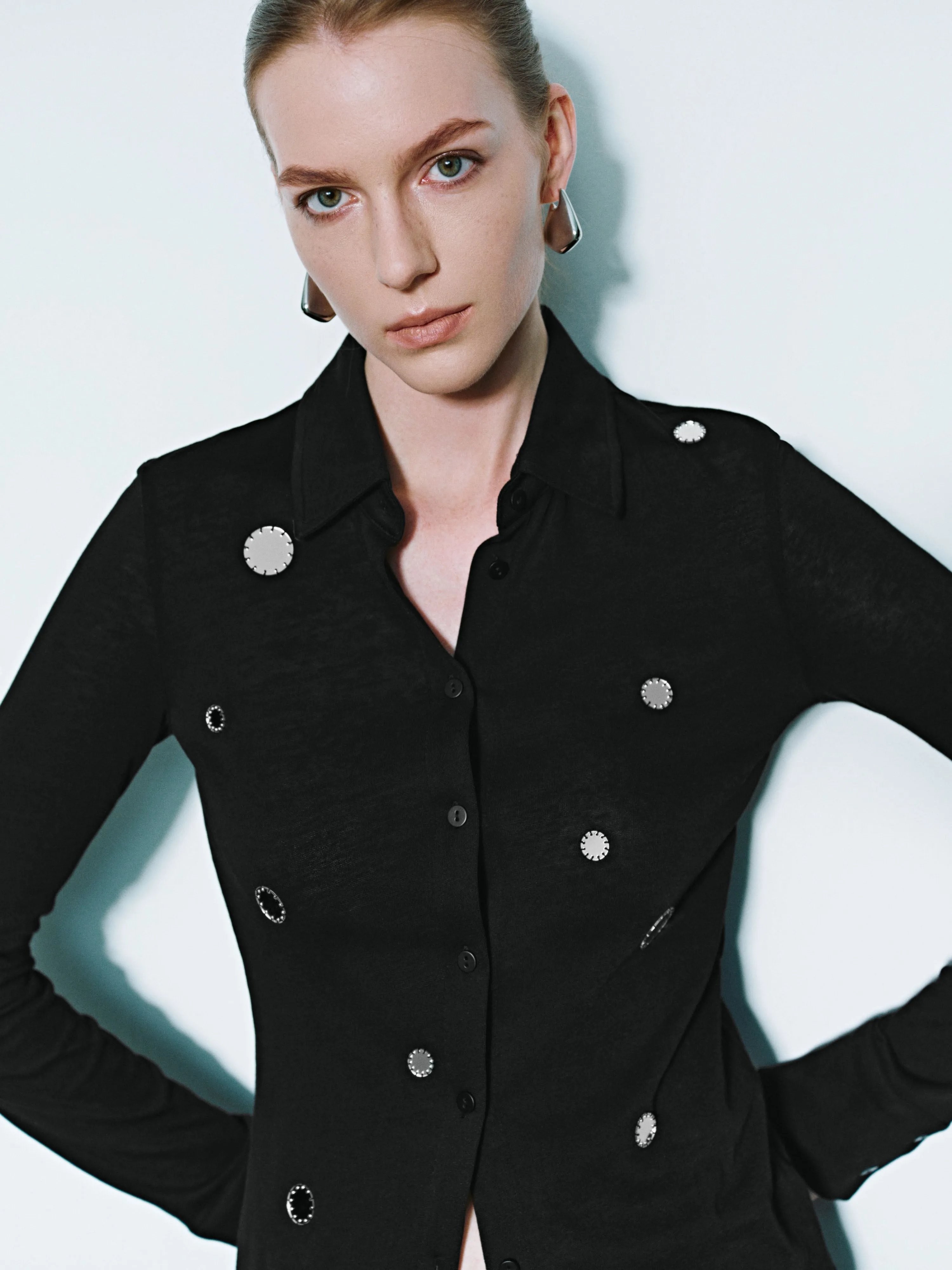 Stand Collar Button Up Shirts