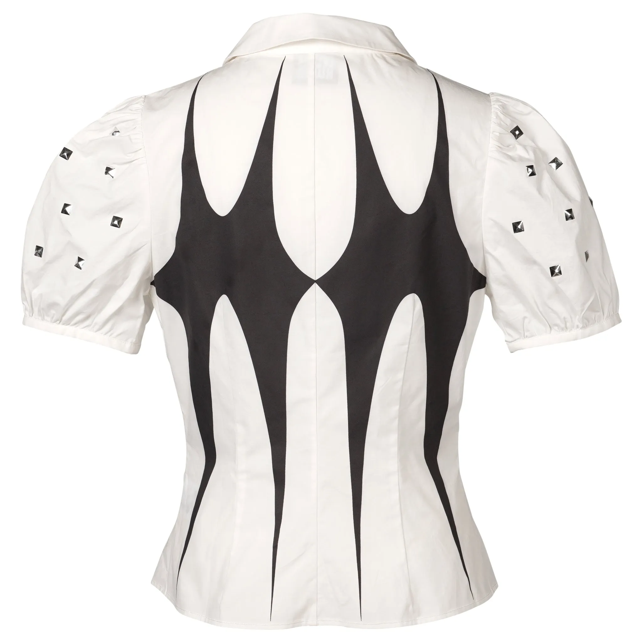STARRY FLORAL FITTED SHIRT / WHITE/BLACK