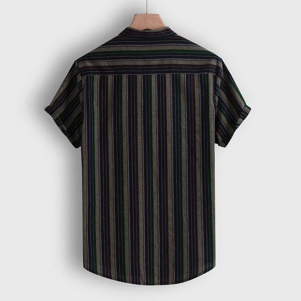 Striped Stand Collar Shirts
