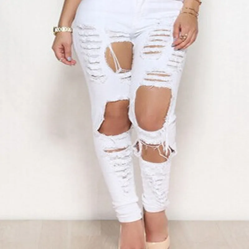 Summer Skinny Ripped Denim Pants