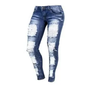 Summer Stretch High Waist Ripped Skinny Denim Pants
