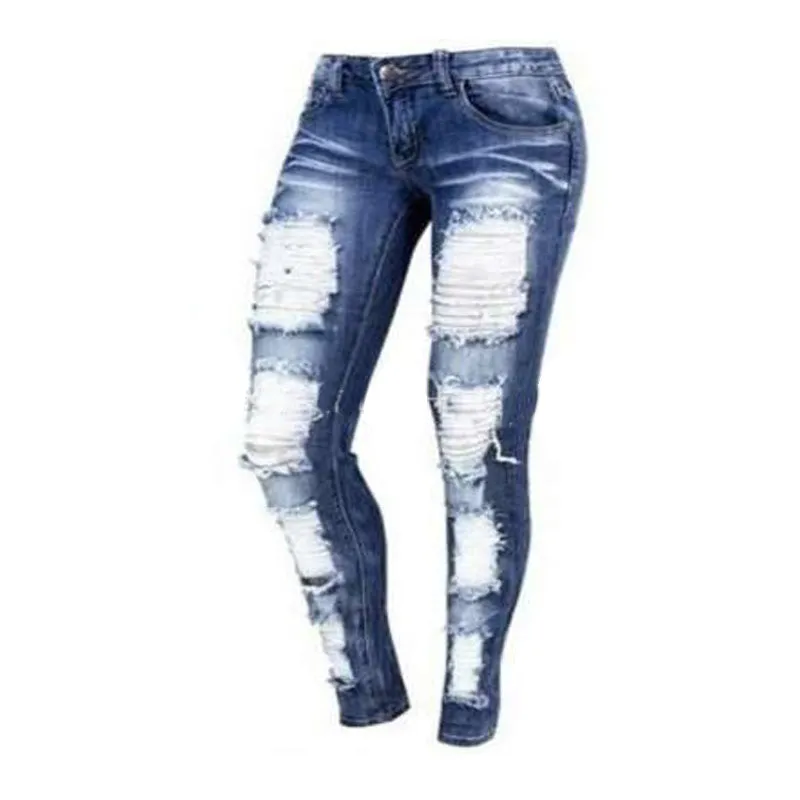 Summer Stretch High Waist Ripped Skinny Denim Pants
