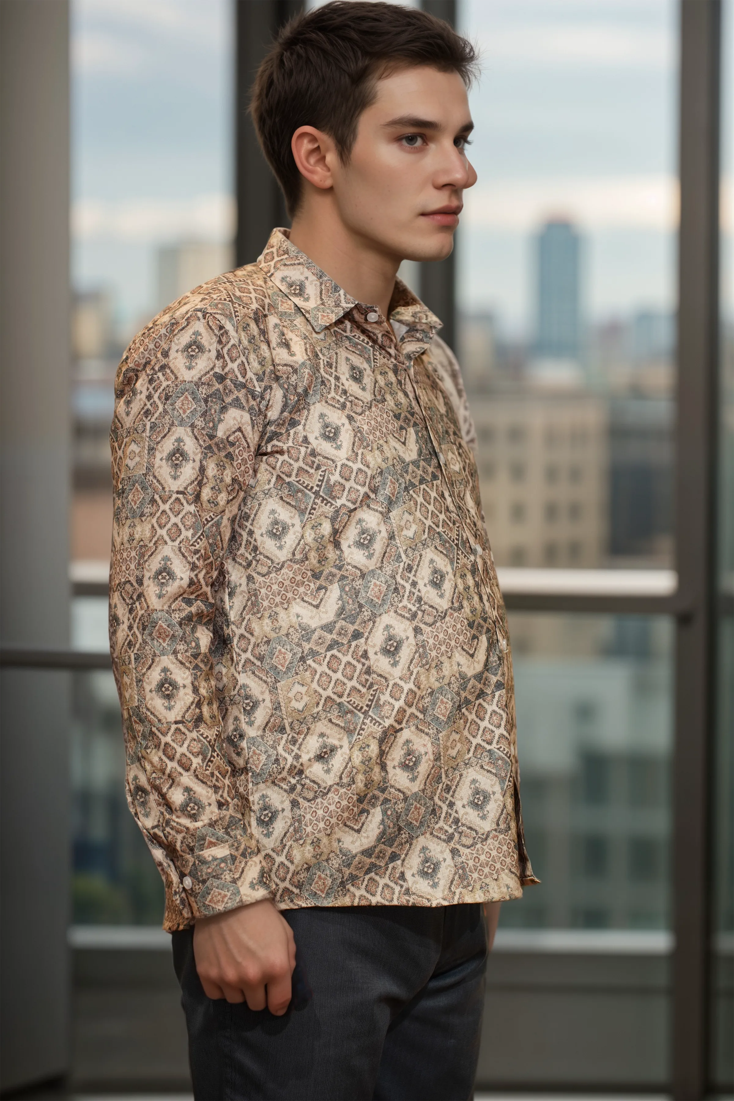Taupe Terrain Printed Shirt