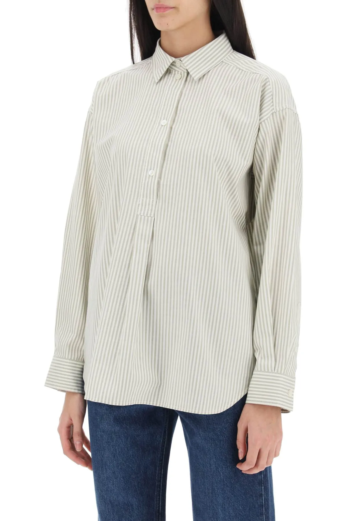 Toteme striped oxford shirt 241 WRT992 FB0072 OLIVE ECRU