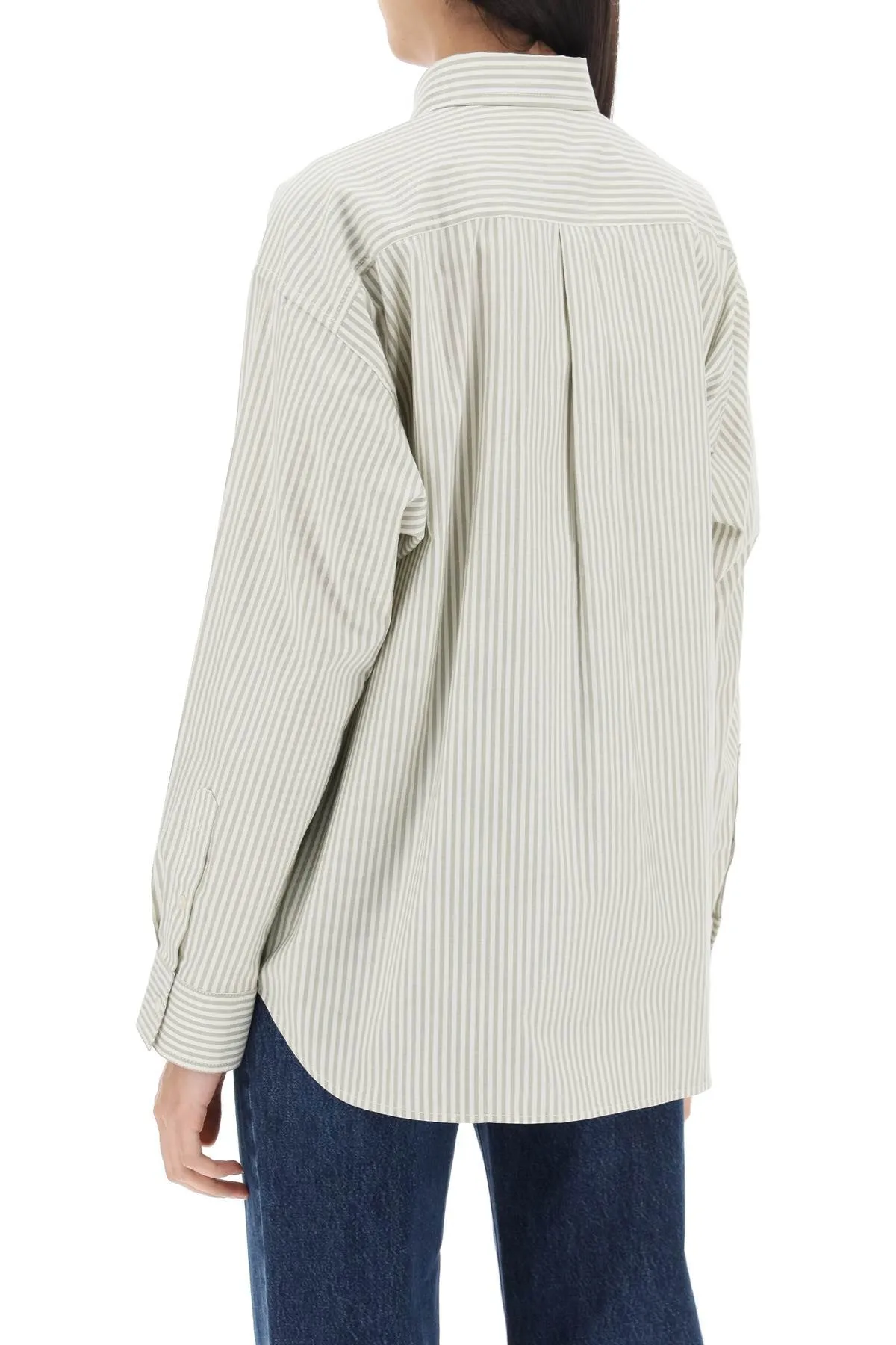Toteme striped oxford shirt 241 WRT992 FB0072 OLIVE ECRU