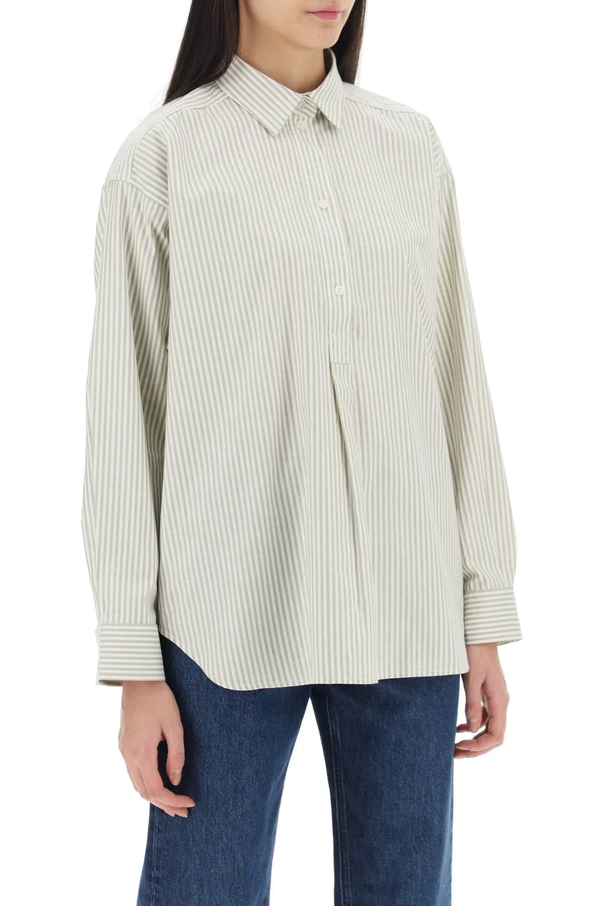 Toteme striped oxford shirt 241 WRT992 FB0072 OLIVE ECRU