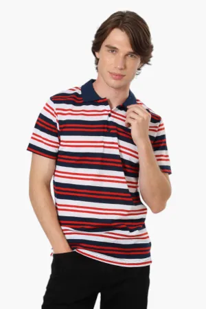Vroom & Dreesman Striped Button Up Polo Shirt - Red