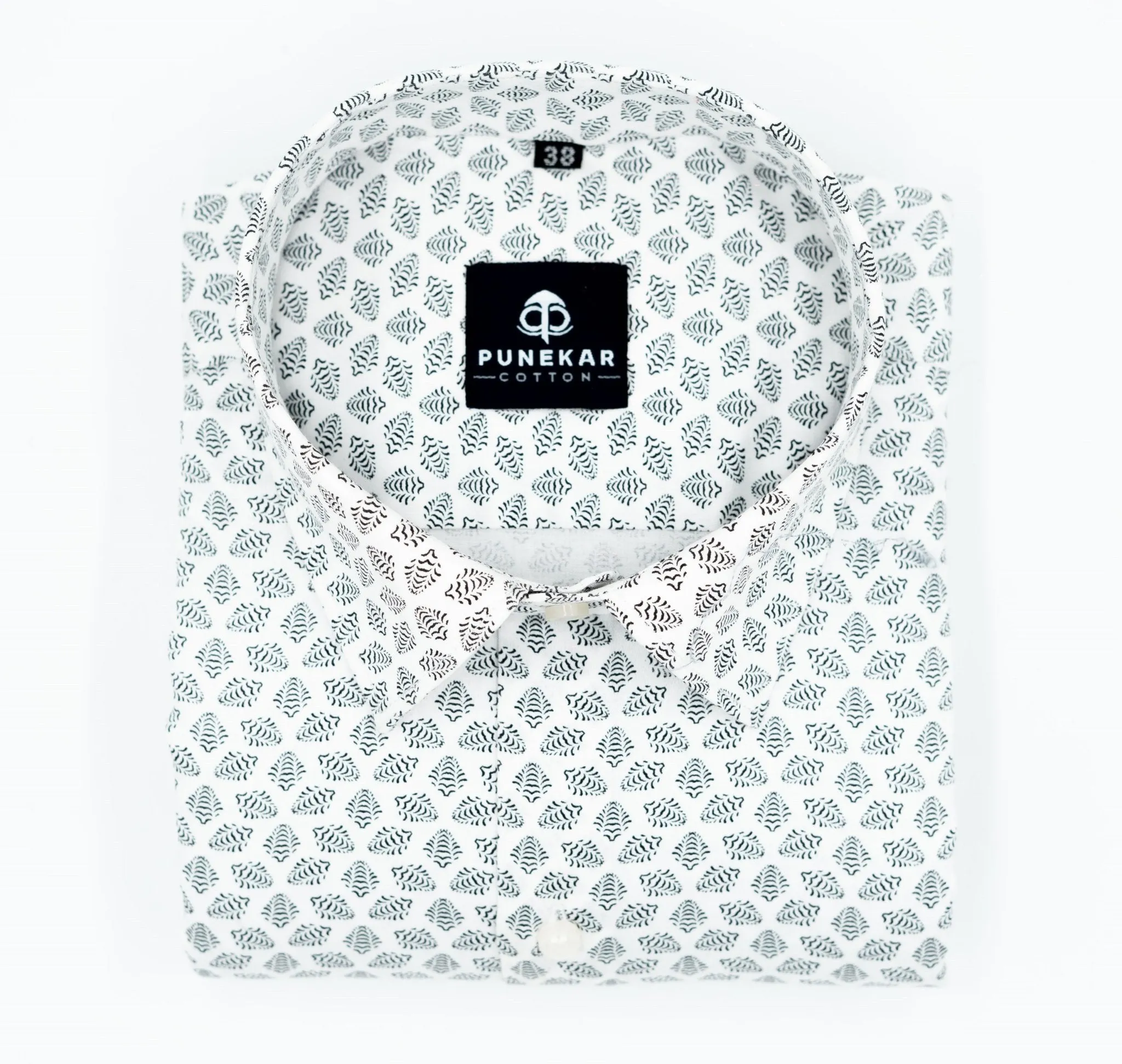 White Color Floral Leaf printed Shirt For Men