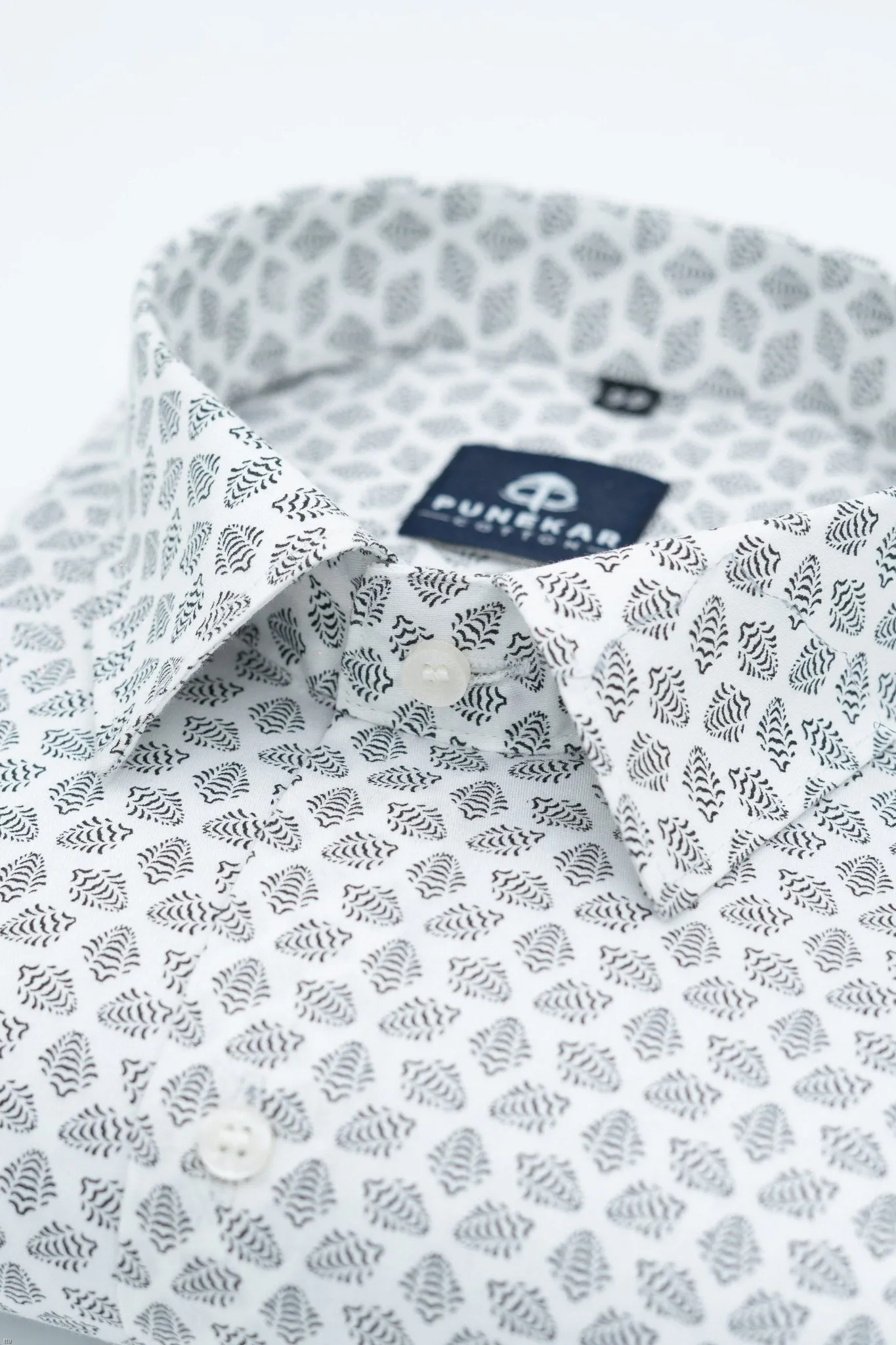 White Color Floral Leaf printed Shirt For Men