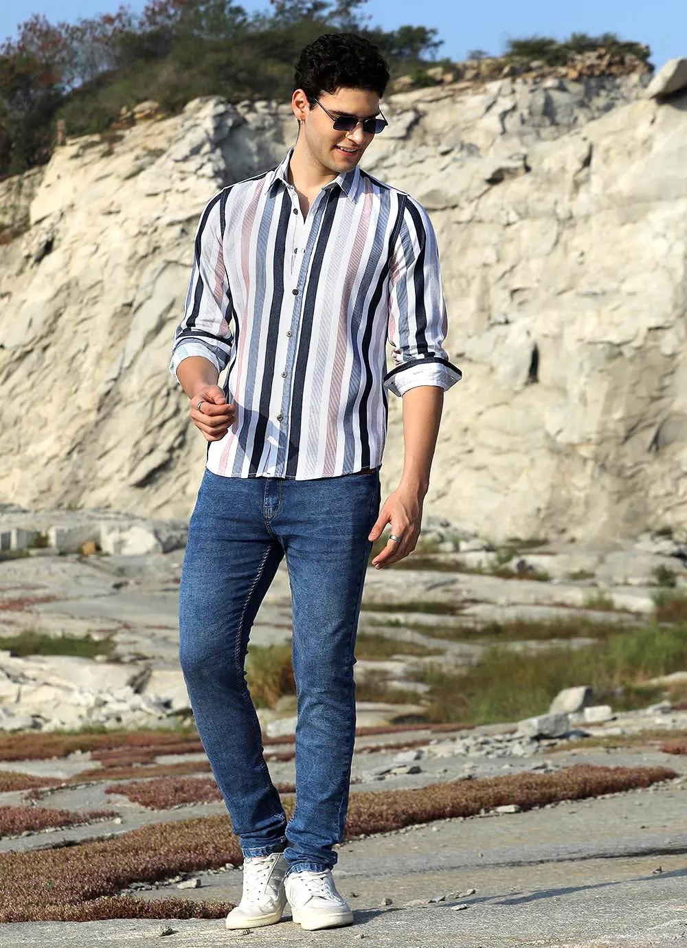 White Indigo StripeS