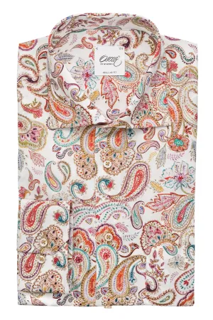 White paisley printed regular fit shirt